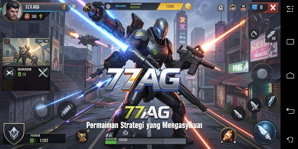 Tampilan gameplay menarik dalam 77AG yang menampilkan pertempuran strategis.