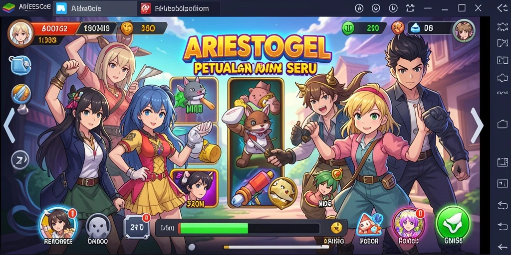 Screenshot gameplay ARIESTOGEL menampilkan petualangan karakter Anime yang menarik.