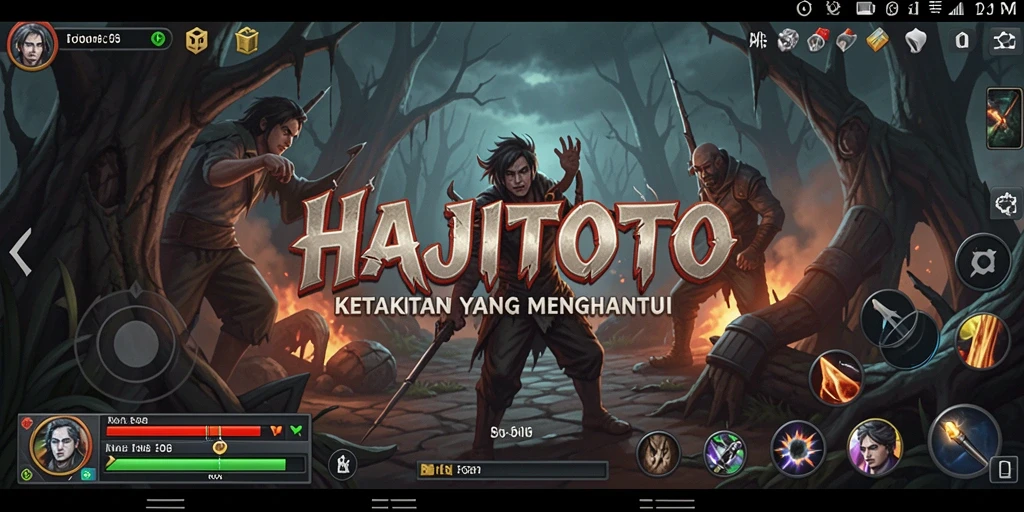 Screenshot gameplay HAJITOTO yang menampilkan suasana mencekam dalam dunia horor.