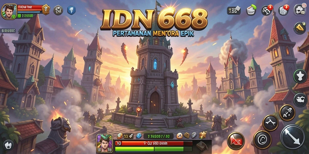 Tampilan gameplay seru dari IDN668 Tower Defense
