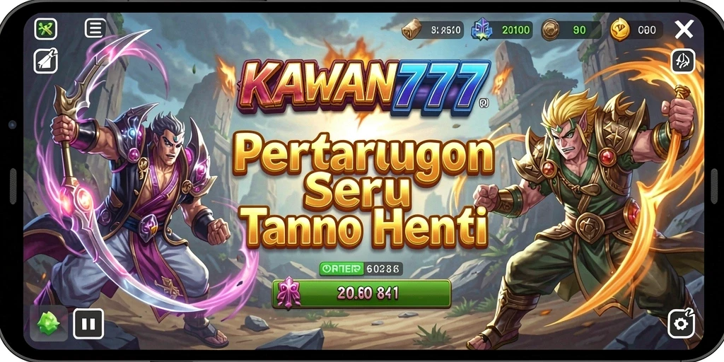 Screenshot utama KAWAN777 menampilkan aksi pertarungan yang mendebarkan.