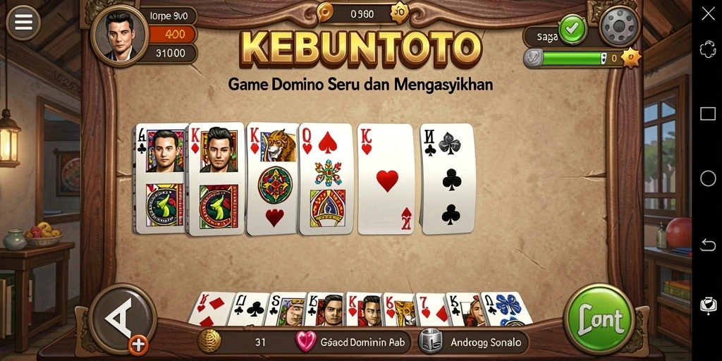 Tampilan gameplay seru dari KEBUNTOTO yang menampilkan permainan Domino.