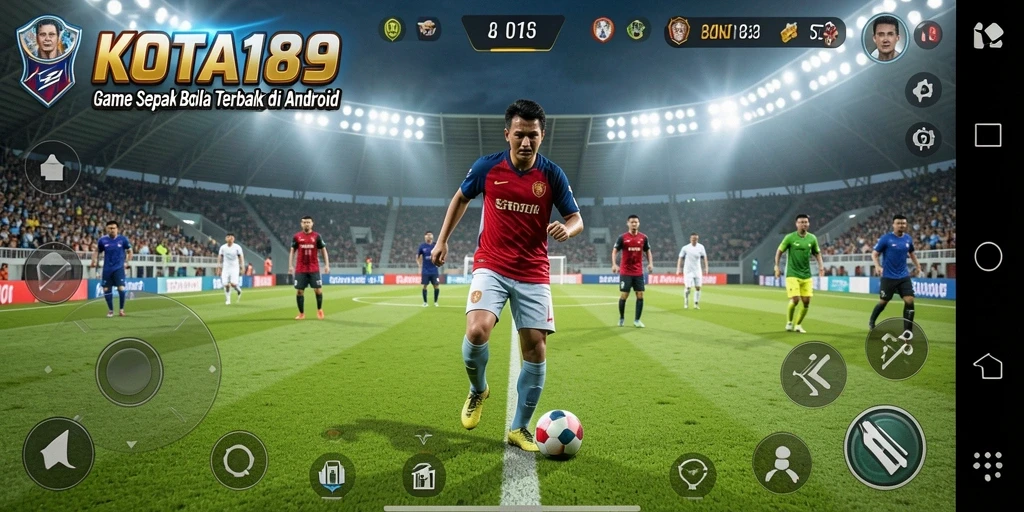Tampilan gameplay KOTA189 yang mendebarkan di lapangan sepak bola.