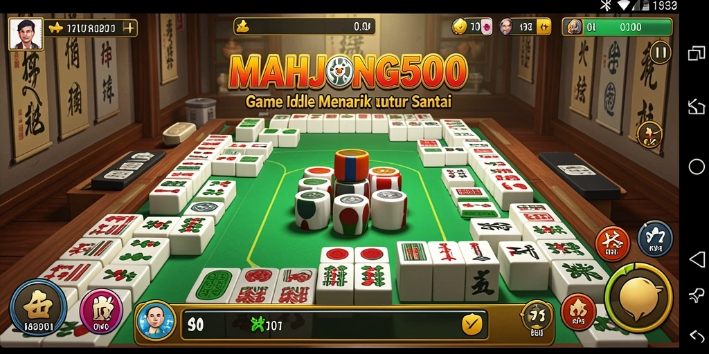 Tampilan menarik dari gameplay MAHJONG500 yang santai.