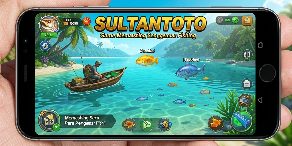 Tampilan gameplay <strong>SULTANTOTO</strong> yang menarik saat memancing ikan.