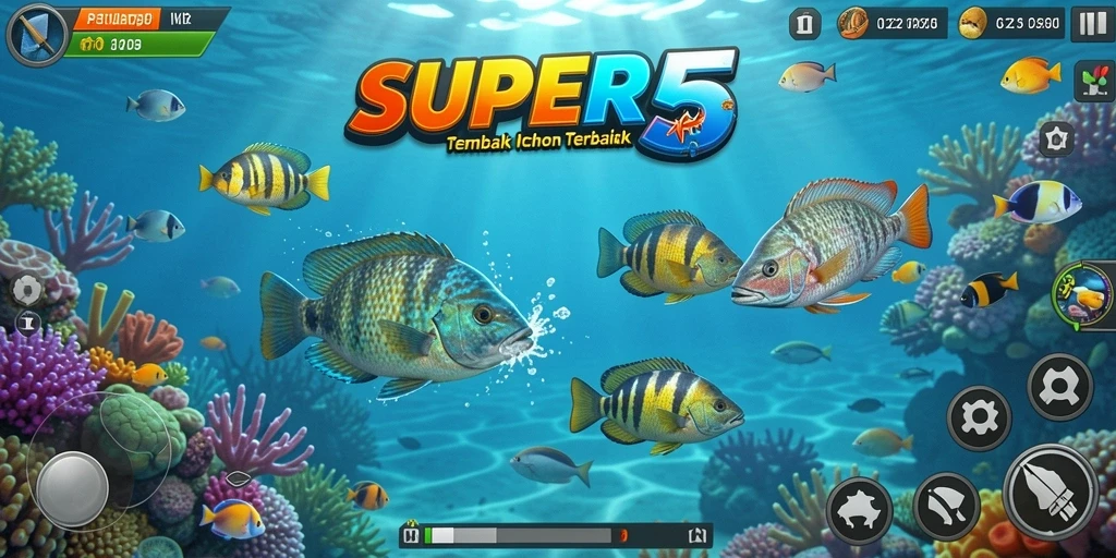 Tangkapan layar yang menampilkan keseruan dalam permainan Tembak Ikan SUPER5.