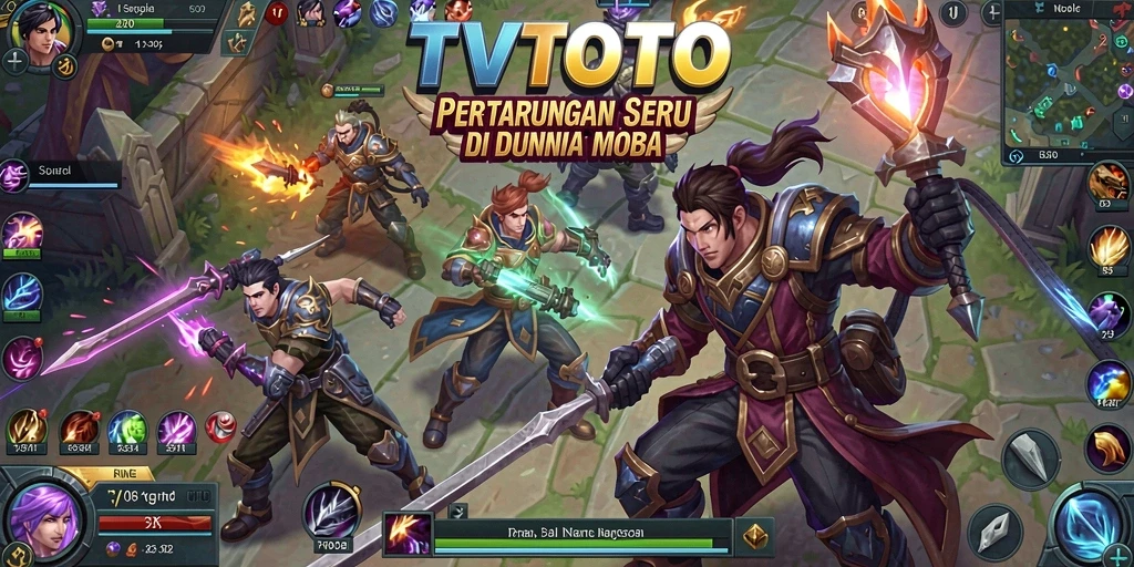 Gameplay seru di <strong>TVTOTO</strong> dengan aksi MOBA yang mendebarkan.